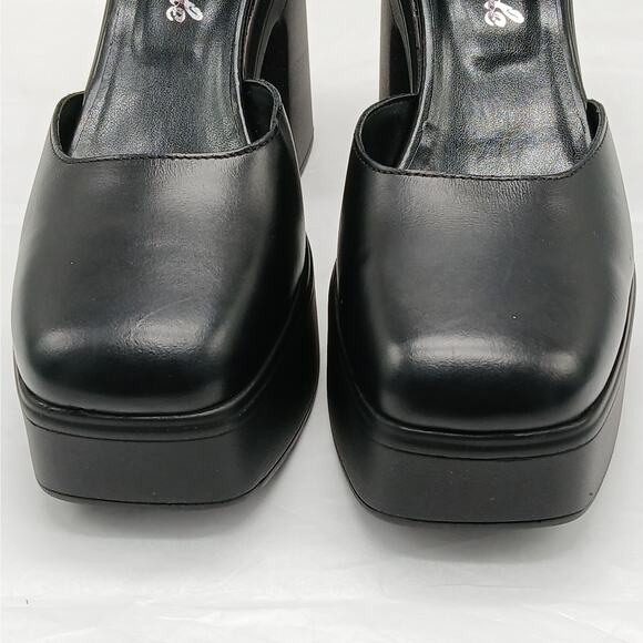 $168 Free People Gwen Mary Jane Platform Pumps Women 9.5 Black Chunky Heel Shoes - Picture 8 of 14